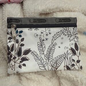 LeSportsac Black and White Botanical Cosmetic Bag